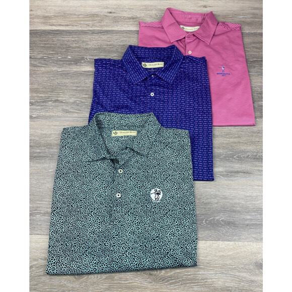 (3) Donald Ross Performance Polo Shirts Mens XL Bermuda Run  NC Logo Golfing